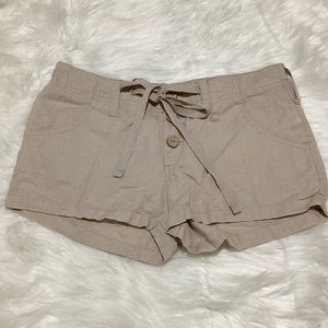 Lipstick Women’s Khaki Shorty Shorts 🩳 Exposed Button Fly with Drawstring